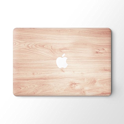 pop-items Macbook Cover, hochwertiges Wood Design, Holz Muster Aufkleber, Folie, ausgespartes Apple Logo, abziehbarer Sticker, Vinyl Skin für Macbook (13 Air, holz hell)