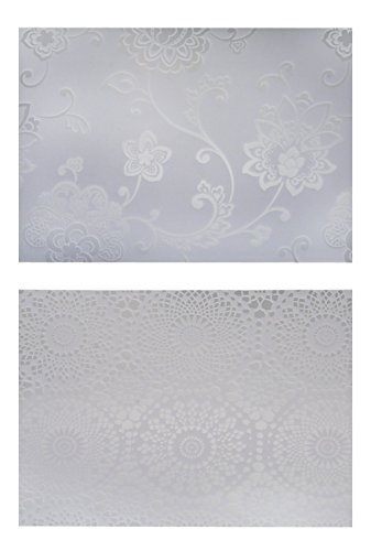 Bada Bing 6er Set Tischset transparent klar weiß Blume Spitze 2fach sort. durchsichtig abwaschbar - 3