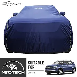 NEODRIFT 'NeoTech' Blue Car Body Cover for Hyundai Venue (100% Water Resistant, Tailored Fit, All-Weather Protection, Multi-Layered & Breathable Fabric)