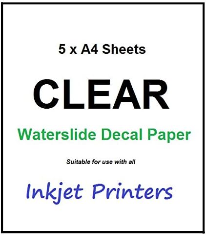 5 Pack A4 Waterslide INKJET Water Slide Decal Paper Transfer Craft Paper Sheets - CLEAR
