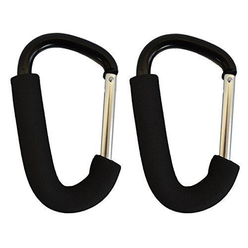Wholesale Solutions - 2x Black Large Buggy Clips For Pram Pushchair, Shopping Secure Hooks
