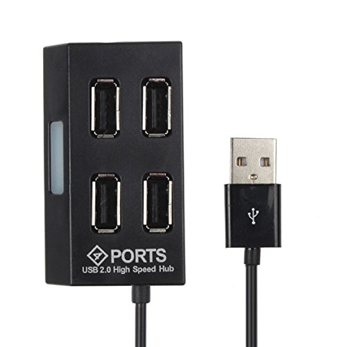 Ularma USB 2,0 High speed Hub 4-Port Hub mit Power LED für PC-Laptop-Computer (schwarz)