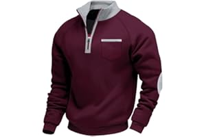 Aulemen Sweat Homme sans Capuche 1/4 Zippé Pull Polaire Homme Décontracté Sweatshirts à col Rond Chaud pour Pull-Over Automne Hiver M-3XL