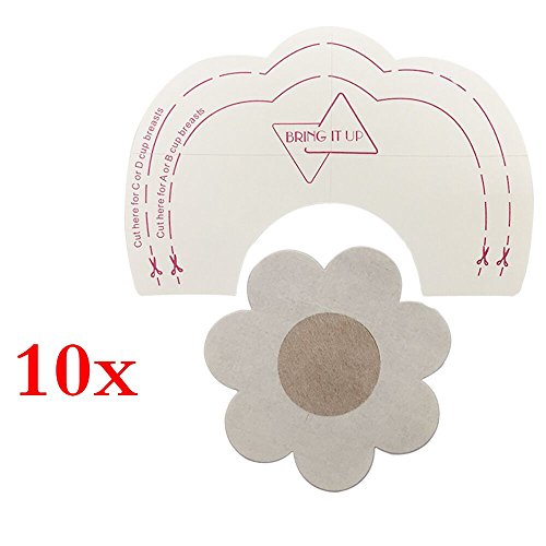 SHINEstyle Damen 10 Pcs Unsichtbares Klebeband Boob Bra Tape & 10 X Aufkleber Bra Einweg Nackt Farbe Nippel Sticker