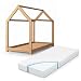 Produktbild Vicco Kinderbett Wiki 90x200 Hausbett Natur Kinderhaus Bett Kinder Holz Haus Schlafen Spielbett Inkl. Lattenrost und 7-Zonen Kaltschaummatratze, lackiertes Massivholz