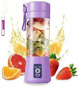 Portable Electric USB Juice Maker Juicer Bottle Blender Grinder Mixer, Rechargeable Bottle with 4 Blades (MULTI-COLOR) (4 Blade)