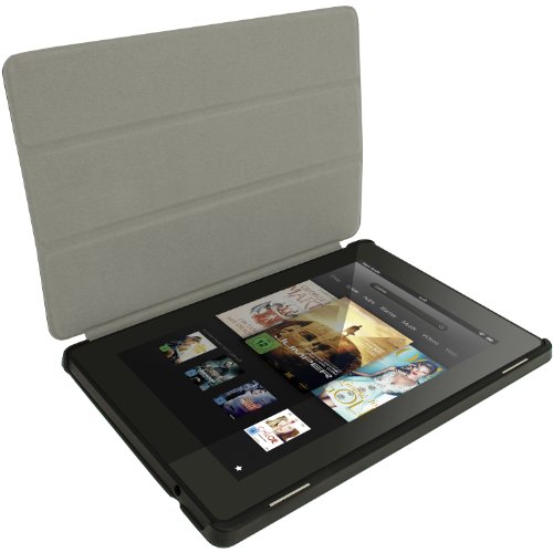 igadgitz Schwarz PU Ledertasche Hülle Smart Cover für Amazon Kindle Fire HD 7.0″ 2 Gen 2013 mit Multi Winkelbetrachtungs Stand + Auto Sleep/Wake + Displayschutzfolie - 3