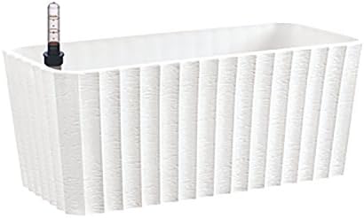 erozy Rectangle Self Watering Planter with Water Level Indicator, White