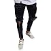 Produktbild Malloom® Mode Neue Sommer Loch Mens Zerrissene Slim Fit Motorrad Vintage Denim Jeans Reißverschluss Streetwear PantsWork Casual Hosen