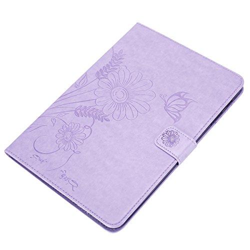 Galaxy Tab S2 9,7 Hülle Case,Samsung Galaxy Tab S2 9,7 Leder Tasche Brieftasche Schutzhülle,Ukayfe Prägung Schmetterling Blumen Malerei Muster PU Lederhülle Flip Wallet Case im Bookstyle Cover Hüllen Lederhülle Schale Stand Ständer Etui Karten Slot Smart Shell Cover Schutzhülle Etui Tasche für Samsung Galaxy Tab S2 9,7 Zoll T810N/T815N/T819N/T813N , Hell Lila - 3