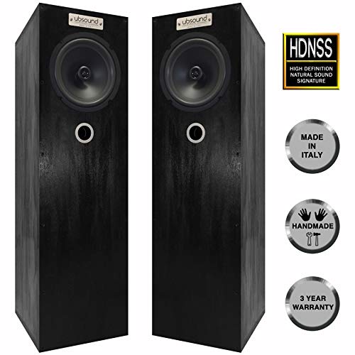 UBSOUND Velvet VL48 - Par de Altavoces pasivos Hechos a Mano, 100 W, 2 vías, 8 ohm, de Suelo floorstanding, Bass Reflex, Made in Italy, Color Negro