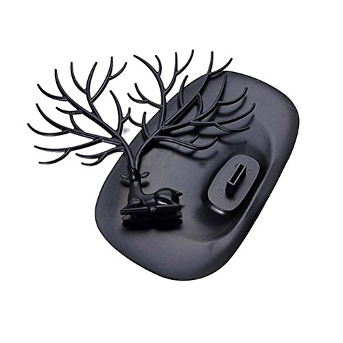 ROSENICE Schmuckbaum Schmuckhalter Schmuckständer mit Schmucktablett (Schwarz Hirschgeweih) - 7