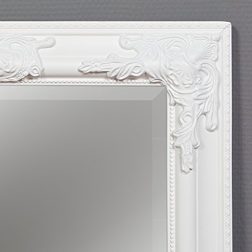 WANDSPIEGEL BAROCK SPIEGEL Bessa 70x50cm HOLZRAHMEN Pur Weiß MIT FACETTENSCHLIFF - 4
