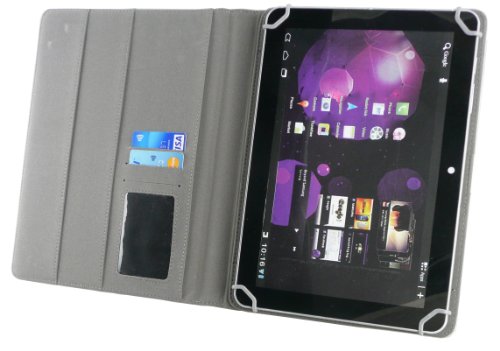 Emartbuy® Medion Lifetab S10346 10.1 Zoll Tablet Universalbereich Weiß Multi Winkel Folio Executive Case Cover Wallet Hülle Schutzhülle mit Kartensteckplätze + Weiß Eingabestift - 6