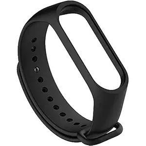 CROSSVOLT Adjustable Compatible Mi Band 3 & Mi Band 4 Watch Silicone Strap Band Bracelet [Not Compatible with Mi Band 1&2]- Black