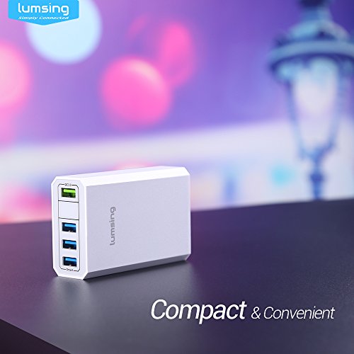 Lumsing Quick Charge 3.0 36W 4 Port USB Ladegerät Desktop Ladeadapter für Galaxy S7 / S6 / Edge / Plus, Note 5 / 4 und Smart Ports für iPhone 7 / 6s / Plus, iPad Pro / Air 2 / mini, LG, Nexus, HTC & mehr (Weiß) - 9