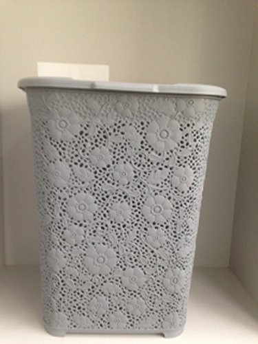 SCHÄFER Wäschekorb- Wäschebox - Wäschetruhe Rattan aus Kunststoff sales by JOLTA® (BL 50 L Grau)