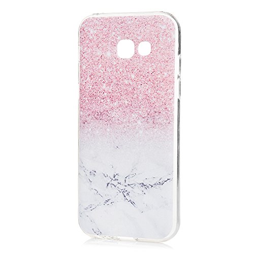 Badalink A5 2017 Hülle Schutzhülle Bunt Silikon Weicherem Gummi Bumper Rosa Weiße Marmorierung Style Cover Handyhülle Schale TPU Hergestellt für Samsung Galaxy A5 2017 - 2