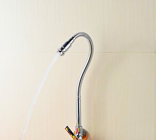 360 Grad-Schwenker-Einrohr-Hahn-Chrom-Finish Wasser-Energien-Küche-Wannen-Kaltwasserhahn Wasserhahn einzigen Handgriff der Wand befestigter - 2