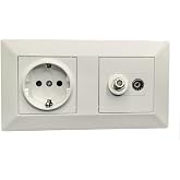 Jandei - Schuko plug 2P+T 16A and SAT TV plug + TV socket, elegant interior wall decoration, easy to install, includes frame
