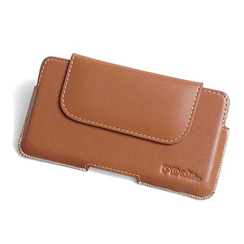 PDair Asus Zenfone Max Pro (M2) Genuine Leather Cover (Brown), Pouch Case with Belt Clip, Sleeve Pouch Magnetic Protective Phone Cases, Luxury Holster Pouch for Asus Zenfone Max Pro (M2) ZB631KL