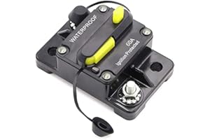 MOTTDAM Disyuntor de circuito de coche de 30-300 A AMP, 12 V-48 V CC, impermeable, audio para coche, interruptor en línea con reinicio manual, inversor para motor, coche, barco marino (60 A)