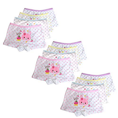 Usex Sense 12 Pack niñas algodón Boyshorts Lovely Boxers Ropa Interior Tamaño 2-12 años (L 5-7 Años, Mixed 2090)