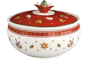 Villeroy & Boch, Toy's Delight Zuccheriera Rosso e Bianco, Adatto per Microonde, Decorazione Natalizie, Stoviglie, Porcellana Premium
