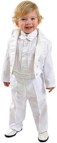 5 Pcs. Children's Suit Baby Christening Communion Tailcoat Tux/Dinner Jacket Many Sizes Various Colours - UK 9 years, white