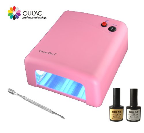 Proxima Direct® 36 Watt UV Nail Gel Lamp Light Gel Curing Nail Dryer with OULAC top and base coat Nail Gel Polish and Cuticle Pusher, Ideal for Shellac Nail Varnish