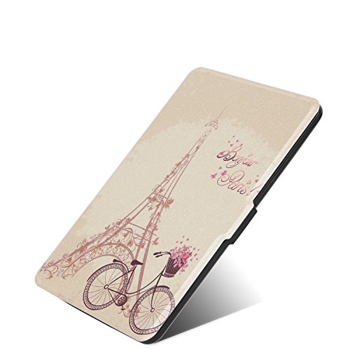 Jiajun Hülle für Amazon alle neue Kindle Paperwhite 2015 300 PPI 3.Generation / 2015 / 2014 / 2014 Schutzhülle Hülle Tasche Case Cover Mit Sleep und Wake Smart Cover Funktion Fahrrad im Paris - 2