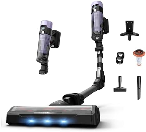 Rowenta X-Force Flex 9.80 Allergy, Aspirapolvere Senza Fili Potente, Scopa Elettrica con Spazzola Multifunzione con Luci LED, Filtro Avanzato, Display, Autonomia Fino a 80 Min, 300 Watt, RH7L35