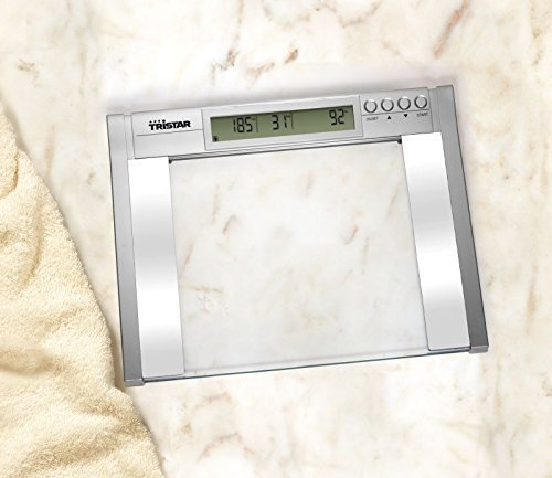 Körperfett Analyse Personenwaage im edlen Design mit 8 mm starker Glasplatte, LCD Display, Messbereich bis 200 KG,