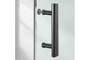 SUIMLMTA Shower Door Handle 145mm Hole to Hole Stainless Steel Door Handle Replacement Shower Door Handles with Plastic Knobs for Shower Enclosures Room Sliding Push Pull Glass Door, 1 Pack