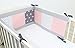 Produktbild ULLENBOOM ® Nestchen Rosa Grau (210x30 cm Baby Bettnestchen, Bettumrandung für 140x70 cm Babybett - Kopfbereich, Motiv: Punkte, Sterne, Patchwork)