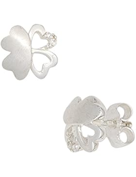 Kinder Ohrstecker KLEEBLATT 925 Silber mit Zirkonia Ohrringe für Mädchen Kinderschmuck