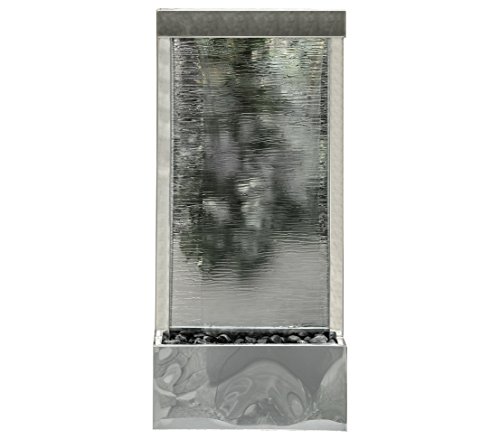 Dehner Gartenbrunnen Wasserfall mit LED Beleuchtung, ca. 101.5 x 44.5 x 20 cm, Edelstahl, grau