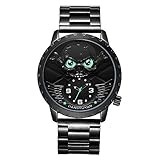 Astarsport Herren Schädel analog Quarzwerk Uhren Edelstahl Riemen Schwarz