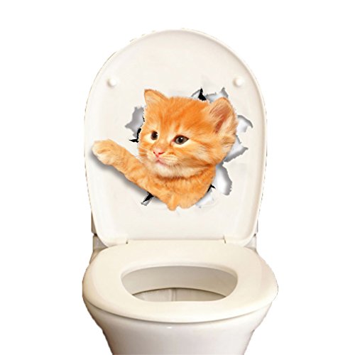 Lalang 3D Katzen und Hunde WC Deckel Aufkleber Badezimmer Bad Sticker Toilette (005#)