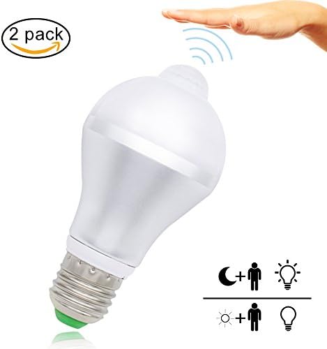 Motion Sensor Light Bulb 9W Smart PIR LED Bulbs Auto On/Off Security Lights Outdoor/Indoor Lamp for Stairs Front Door Hallway Patio Yard Garage Basement (E27, 720lumen,Warm White,2 Pack)