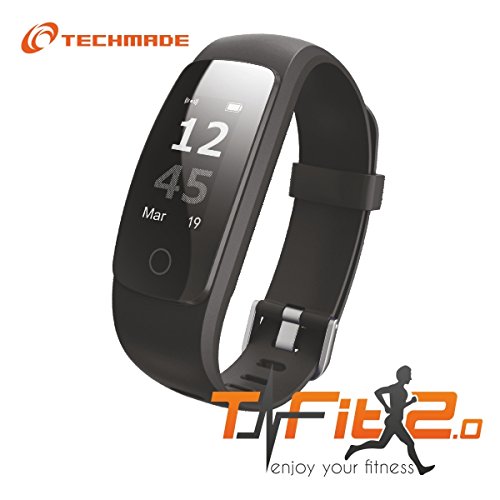 TECHMADE TM-FIT2.0 Bracciale Fitness, Nero