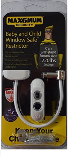 Window Door Restrictor Cable, Security Lock and Key, Baby/Child Safety, Multiple Colors White - Retail Packaging