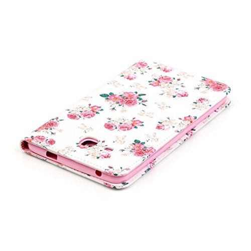 SZHTSWU Kunstleder Tasche für Samsung Galaxy Tab A 7.0 (2016) Tablette, Farbmalerei Serie PU Leder Tablette Tasche Hülle Schutzhülle Flip Wallet Case Ledertaschemit Kartenfächern und Ständerfunktion für Samsung Galaxy Tab A 7.0 SM-T280/SM-T285 7″(7 Zoll) Wi-Fi (2016) Tablet-PC (Blumen 04) - 7