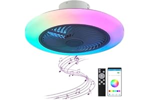 ‎JZCDR JZCDR LED RGB Deckenleuchte mit Ventilator und Fernbedienung 50cm Deckenventilator mit Licht Dimmbar Deckenlampe Ventilator Lampe APP Bluetooth Lautsprecher Schlafzimmer Decken Beleuchtung 6-Speed