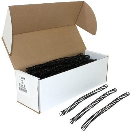 MyBinding.com 12mm Black 4:1 Pitch Spiral Binding Coil - 100pk Black by PVC 300/300V