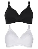 Pack of Two Famous Make Cotton Maternity Nursing Bras. One White, One Black Per Pack. Sizes 32 to 42. A B C D DD E F G GG Cups