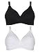 Pack of Two Famous Make Cotton Maternity Nursing Bras. One White, One Black Per Pack. Sizes 32 to 42. A B C D DD E F G GG Cups (38H, Black/White)