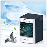 ❄❄ Touch Control-Schalter und einfache Bedienung: Touch Control für zwei Geschwindigkeiten (hoch / niedrig) und Modi (natürlich / kalt). Große Windentfernung mit großer Reichweite und großem Winkel; Der Kaltluftmodus schaltet sich automatisch aus, wenn der Wassertank zu niedrig ist oder kein Wasser mehr vorhanden ist. Fügen Sie einfach eiskaltes Wasser hinzu, um den Kühllufteffekt zu verstärken.