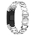 Price comparison product image Dinglong Metal Replacement Wristbands/Bracelets Accessories/Bangle/Wrist Strap Compatible for Garmin VIVOsmart HR Fitness Tracker, Stainless Steel Watch Band with Screwdriver & 4 Screws (Silver)