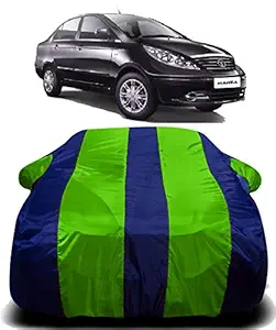MAVENS Tata Manza Car Cover Waterproof with Triple Stitched Ultra Surface Body Protection (Green Stripes)